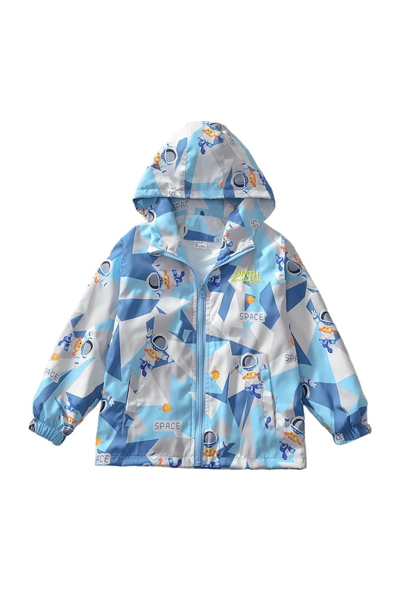 Boys Windbreaker Jackets Size 10-12,Warm With Hood Waterproofs Linings Fall Winter Jacket Toddler Outerwear Outdoor Sports Coat For Kids Youth(Blue-C,4-5 Years)