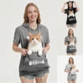 thumbnail image 1 of CHENge Cat Pouch Shirt Hoodie Fall Short Sleeve Kitten Puppy Holder Thin Hoodies Pet Carrier Sweatshirt for Women (Black), 1 of 9