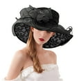 thumbnail image 1 of CHENge Champagne Gold Lace Hat, Elegant Women's Wedding Tea Party Wide Brim Sun Hat, 1 of 5