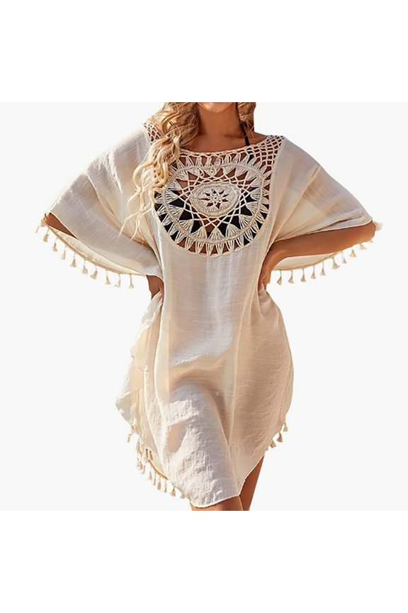 Crochet Sheer Kaftan Caftan Beach Dress Bathing Suit Swim Coverup One Piece