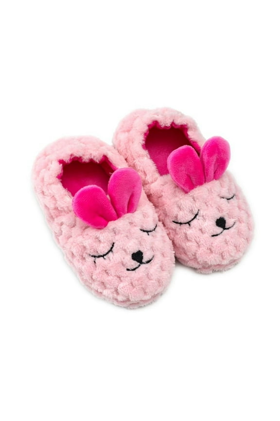 Cute Animal Slippers for Toddler Kids Girls Size 2-3 Fluffy Cartoon Cotton Slippers Indoor Wear Kids Slippers (Pink, 2-3 Years)