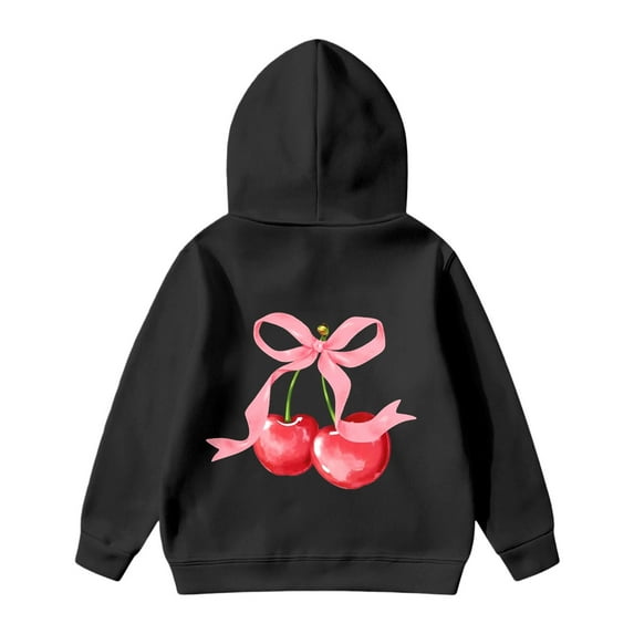 CHENge Cute Hoodies for Girls Size 3-14, Fashion Leopard Bow Printed Hooded Sweatshirts,Autumn/Winter Outfits(Z1A-Black,5-6 Years)
