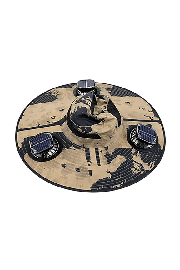 Desert Camo 3 Solar Fan Sun Hat, Rechargeable Cooling Bucket Hat for Hiking Camping Outdoor Work
