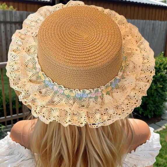 CHENge Elegant Lace Sun Hat For Women Comfortable Breathable Wide Brim Summer Fashion Accessory Suitable For All Year Round
