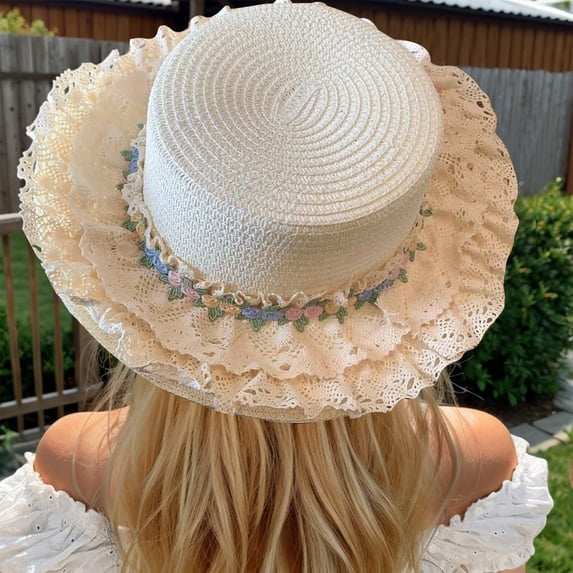 CHENge Elegant Lace Sun Hat For Women Comfortable Breathable Wide Brim Summer Fashion Accessory Suitable For All Year Round
