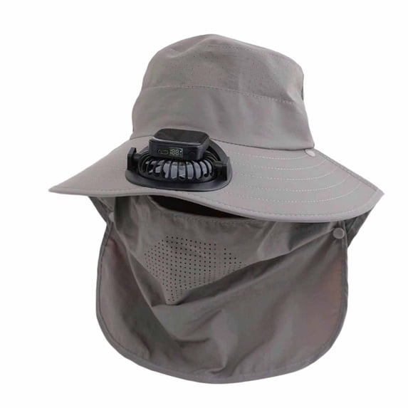 CHENge GY1 Solar Fan Sun Hat with Removable Face & Neck Flap, Rechargeable Cooling Hat for Outdoor Work Fishing