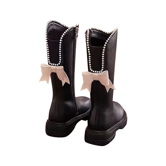 CHENge Girls Boots Size 10,Girls Fashionable Flat Boots Comfortable Soft Sole Leather Children Ankle Booties For Everyday Wear(Z4Black,4-4.5 Years)