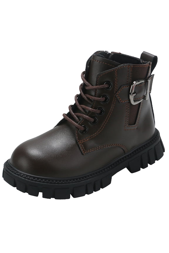 Girls Boots Size 13,Girls Fashion Boots with Thick Heel Soft Sole Casual Comfortable Breathable Ankle Booties(Brown)