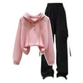 thumbnail image 1 of CHENge Girls Fall Outfits Size 10-12,Casual Comfort Long Sleeve Tops With Joggers Pants Teen Hoodie Pullover Sweatshirt for Women 2 Piece Set(Z11-Pink,XL/4), 1 of 5