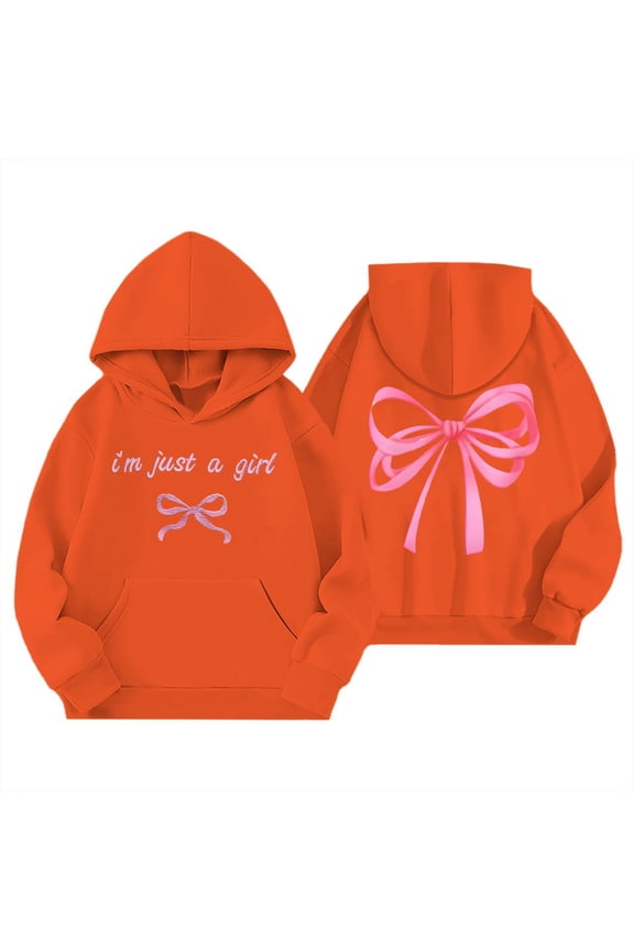 Girls Hoodies Size 10-12 Fashion Comfort Soft Everyday Wear Durable Outdoor Activities Pullover Jacket Clothoes(Z1-Orange,11-12Years)