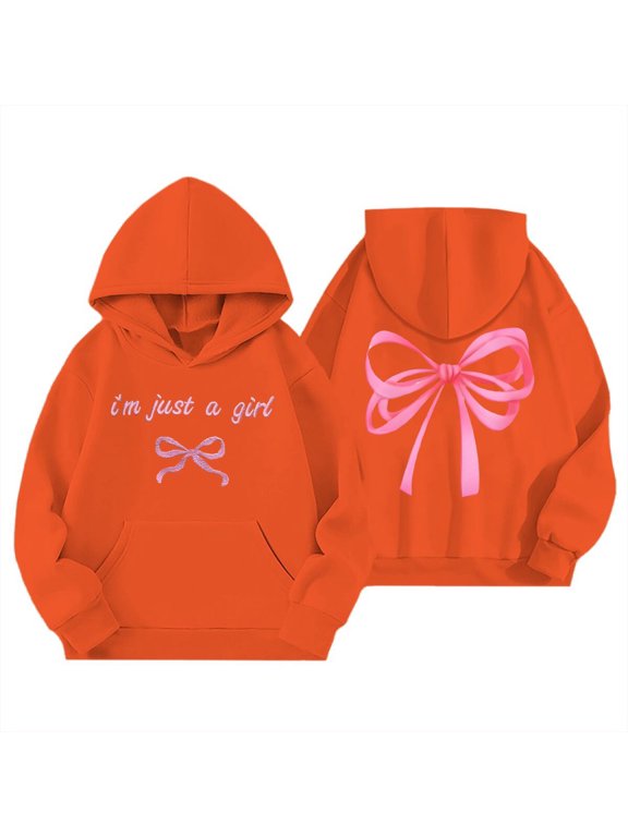 Girls Hoodies Size 10-12 Fashion Comfort Soft Everyday Wear Durable Outdoor Activities Pullover Jacket Clothoes(Z1-Orange,11-12Years)