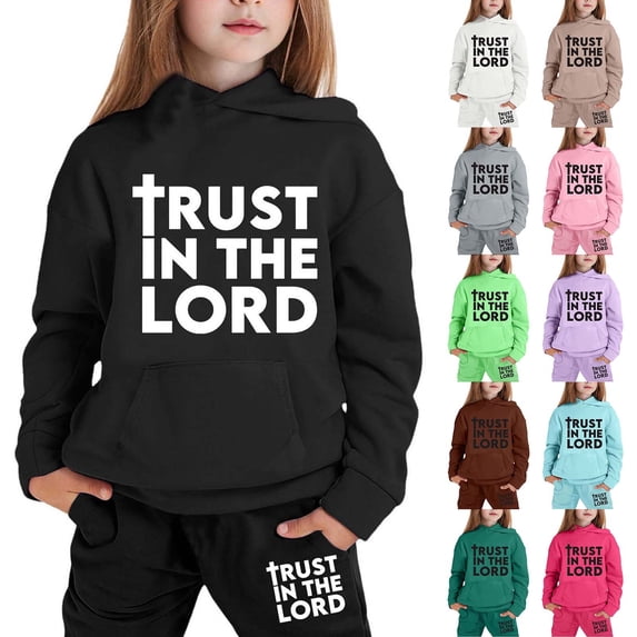 CHENge Girls Sweatsuit Set Hooded Sweatshirt & Jogger Pants with Pocket Casual Outfuts Set