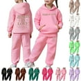 thumbnail image 1 of CHENge Girls Tracksuit Set - Wide Leg Sweatpants With Hoodie - Soft Flare Sweatpants for Girls (Sizes 7â16), 1 of 8