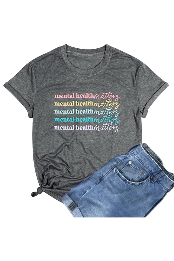 Gym Shirts Women Oversized O Neck Half Sleeve Trendy Breathable Women's Blouses Letter Print Lightweight Teacher Work Tees Business Casual Outfits