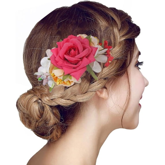 CHENge Hawaiian Flower Hair Clips for Women, Hibiscus Hair Accessories for Wedding Bridal Beach Party