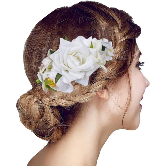 CHENge Hawaiian Flower Hair Clips for Women, Hibiscus Hair Accessories for Wedding Bridal Beach Party
