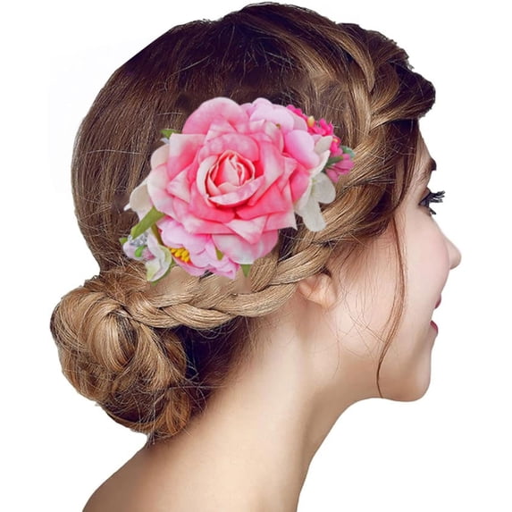 CHENge Hawaiian Flower Hair Clips for Women, Hibiscus Hair Accessories for Wedding Bridal Beach Party