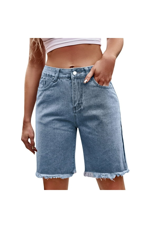 Jean Shorts for Women Ripped Denim Low Waist Distressed Raw Hem Skinny Stretchy Shorts
