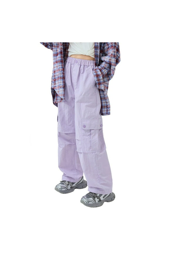 Kids Baggy Jeans High Elastic Waisted Denim Pants Modern Fit Soft Trousers Fall Outfits,Purple 13-14 Years