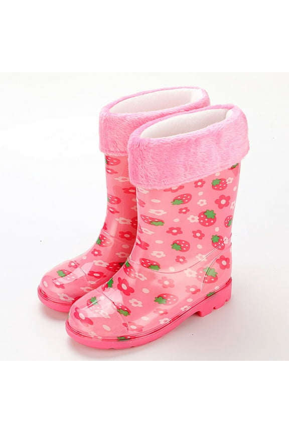 Kids Boots for Boys Girls Toddler with Elastic Ankle Sole Multicolor Spring Summer Fall Rainboots Hot Pink Size 3