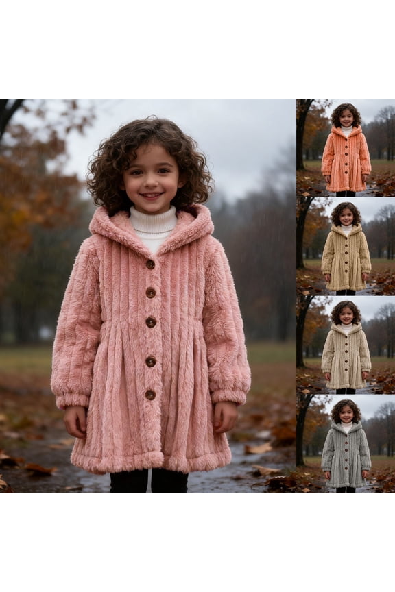 Kids Winter Coat Girls Size 10-12 Warm Lined Thick Hooded Casual Fashion Open Front Design Winter Snow Outwear(White,5-6 Years)