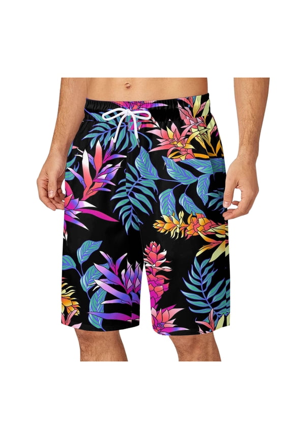 Men Plus Size Beach Shirt Casual Solid Color Quick-Dry Beach Swimming Shorts with Pockets Upf 50+ Sun Protection Beach Shorts Bathing Suits
