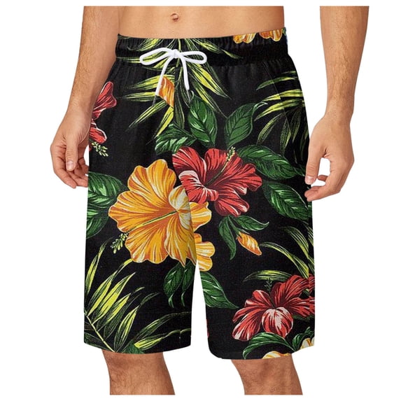 CHENge Men Plus Size Beach Shorts 4x Breathable Hawaiian Print Quick Dry Swimming Swimsuit Beach Shorts Big and Tall Anti-Chafe Mens Summer Clothes