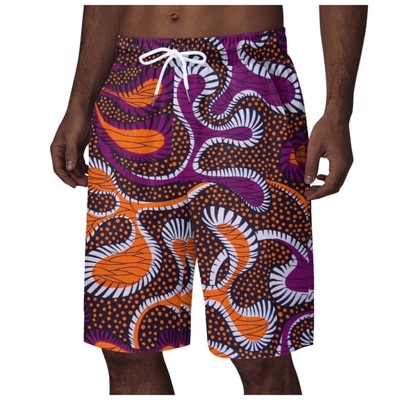 CHENge Men Plus Size Beach Shorts 4x Casual Retro Funny/novelty Print Quick Dry Surf Board Shorts with Pockets Stretch Fabric Swimwear Bathing Suits
