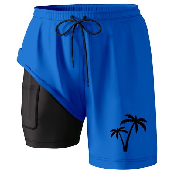 CHENge Men Swim Shorts 3 Inch Lightweight Palm Tree Print Quick-Dry Spring Break Swim Trunks with Soft Mesh Lining Upf 50+ Sun Protection Beach Wear