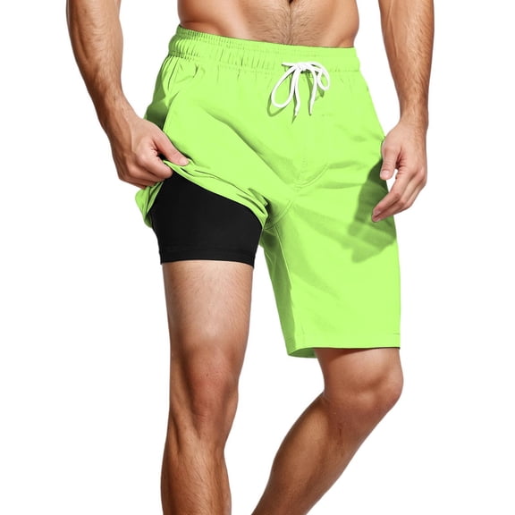 CHENge Men Swim Shorts 5 Inch Casual Floral Swim Trunks Quick-Dry Beach Swimming Shorts with Compression Liner Upf 50+ Sun Protection Swimwear Bathing Suits