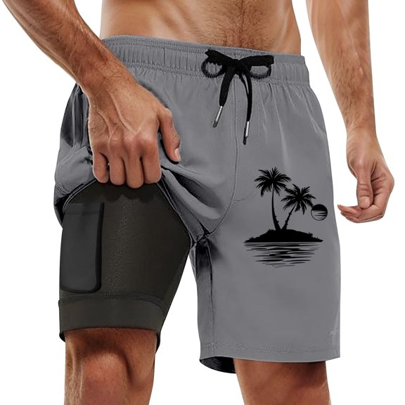CHENge Men Swim Shorts 7 Inch Fashion Floral Swim Trunks Quick Dry Beach Swimming Shorts with Compression Liner Upf 50+ Sun Protection Mens Summer Clothes