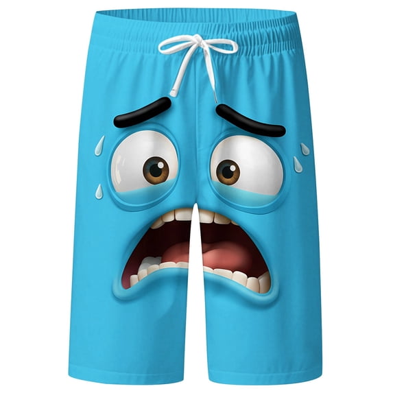CHENge Men Swim Shorts Long Casual Retro Tropical Print Quick Dry Surf Board Shorts with Pockets Stretch Fabric Beach Wear