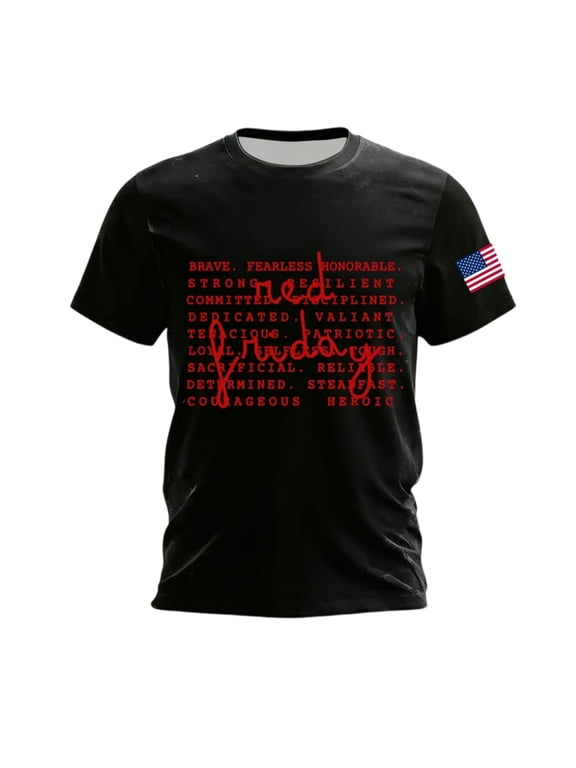 Men's R.E.D Friday Shirt On Friday We Wear Red Military Remember Everyone Deployed Unisex-Adults US Flag Classic Fit Short Sleeve T-Shirt