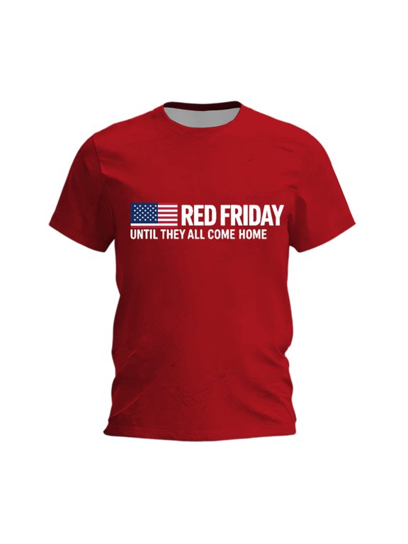 Men's R.E.D Friday Shirt On Friday We Wear Red Military Remember Everyone Deployed Unisex-Adults US Flag Classic Fit Short Sleeve T-Shirt