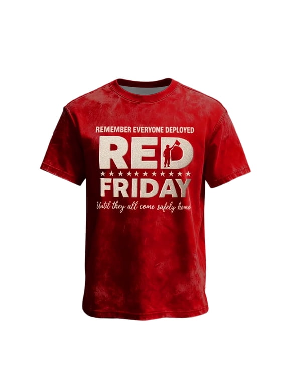 Men's R.E.D Friday Shirt On Friday We Wear Red Military Remember Everyone Deployed Unisex-Adults US Flag Classic Fit Short Sleeve T-Shirt