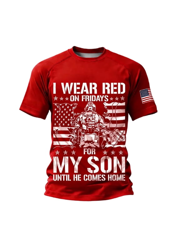 Men's R.E.D Friday Shirt On Friday We Wear Red Military Remember Everyone Deployed Unisex-Adults US Flag Classic Fit Short Sleeve T-Shirt
