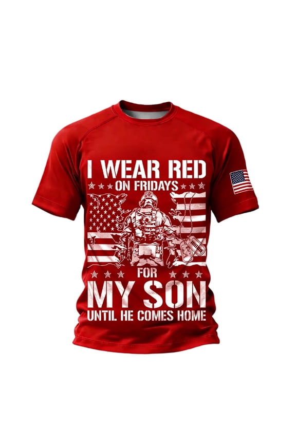 Men's R.E.D Friday Shirt On Friday We Wear Red Military Remember Everyone Deployed Unisex-Adults US Flag Classic Fit Short Sleeve T-Shirt
