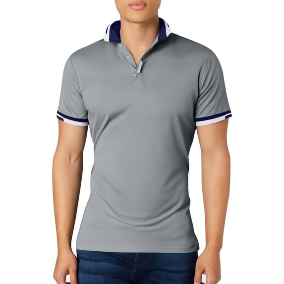 CHENge Men's Short Sleeve Polo Shirt, Slim Fit Color Block Collared ...