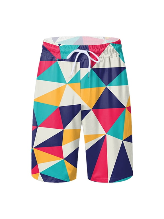 Men's Swim Trunks 7 Inch Casual Retro Tropical Print Quick-Dry Surf Board Shorts with Pockets Anti-Chafe Beach Wear