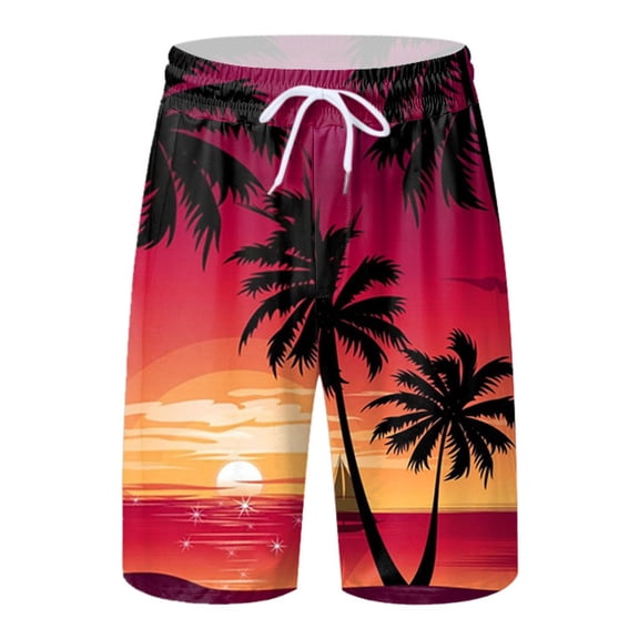 CHENge Men's Swim Trunks Long Casual Tropical Print Quick Dry Spring Break Swim Trunks with Pockets Stretch Fabric Beach Shorts Bathing Suits