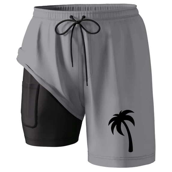 CHENge Men’s Swim Trunks with Supportive Liner Loose Fit Palm Tree Print Quick-Dry Vacation Beach Shorts with Soft Mesh Lining Stretch Fabric Swimwear Bathing Suits