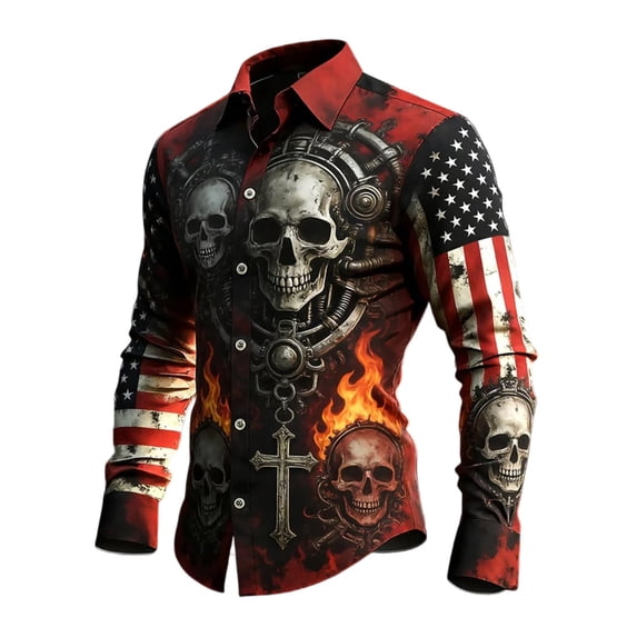 CHENge Mens 250th Anniversary USA Shirt Long Sleeve Button Down Shirts Casual American Independence Day Shirts Tee