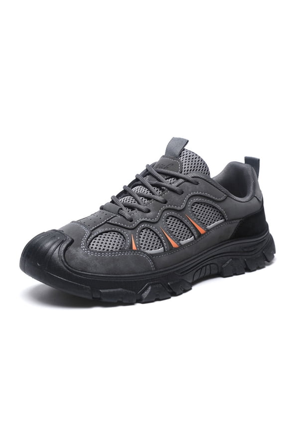 Mens Shoes Comfy Lightweight Arch Support Zero Drop Mens Hiking Shoe Lace Up Mesh Walking Sneakers Outdoor Work Shoes