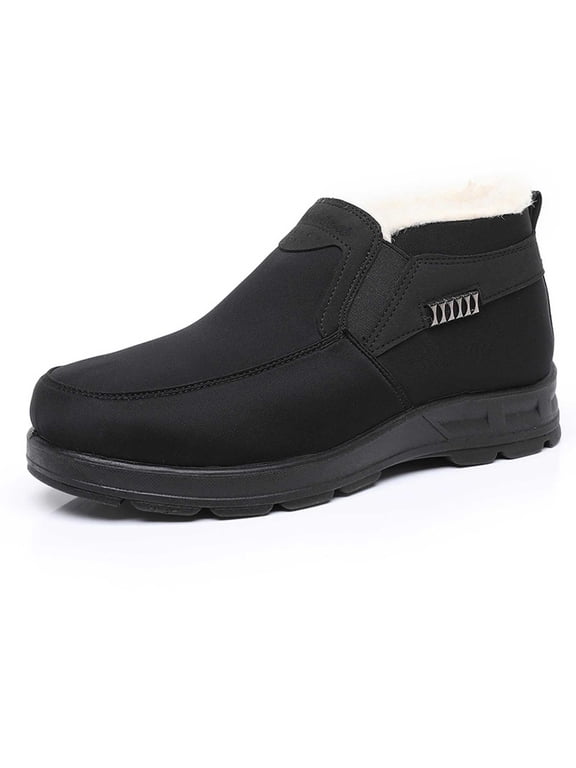 Mens Snow Boots Size 7 Mid-Calf Square Toe Insulated Lined Fashion Comfort Elastic Black Cowboy Booties(Black,9)