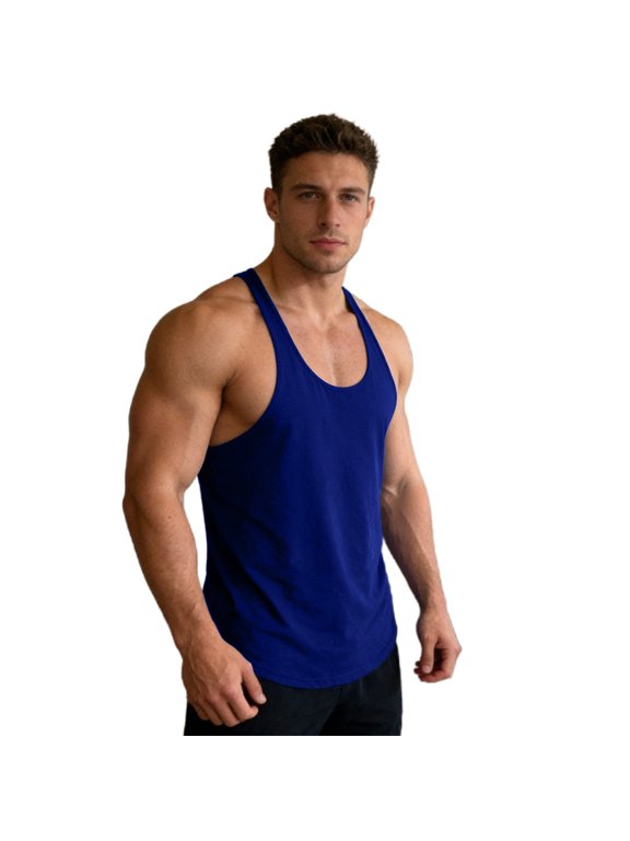 Mens Workout Tank Tops Fitness Bodybuilding Sleeveless Gym Muscle Stringer Shirts