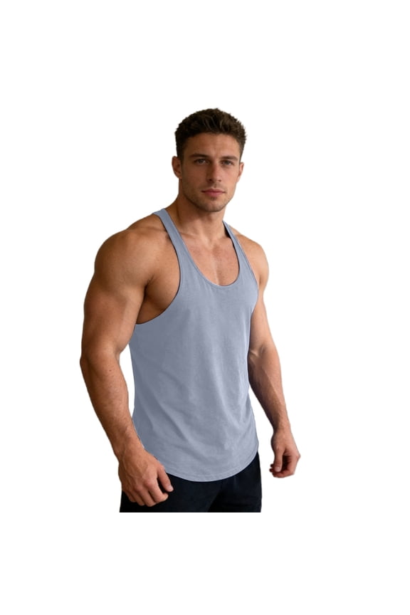 Mens Workout Tank Tops Fitness Bodybuilding Sleeveless Gym Muscle Stringer Shirts
