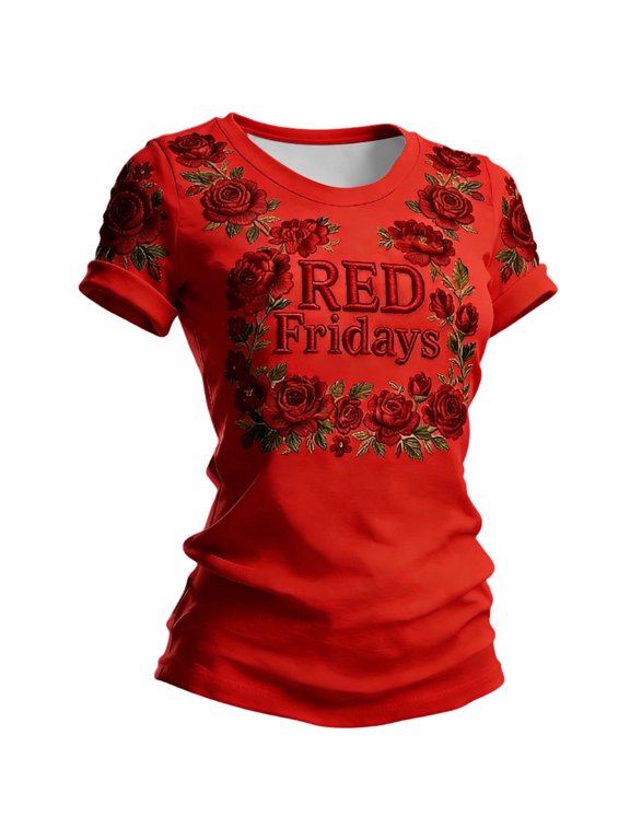 On-Friday We Wear Red R.E.D Friday Remember Everyone Deployed Women's US Flag T-Shirt Black Small Classic Fit Short Sleeve