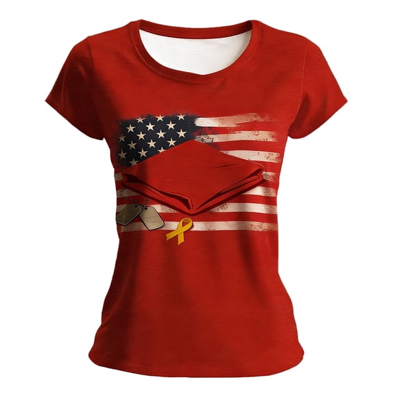 CHENge On-Friday We Wear Red R.E.D Friday Remember Everyone Deployed Women's US Flag T-Shirt Black Small Classic Fit Short Sleeve
