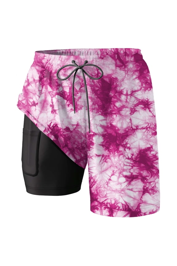 Plus Size Beach Shirts Men Retro Athletic Funny/novelty Print Quick Dry Surf Board Shorts with Built-In Briefs Upf 50+ Sun Protection Summer Swimwear