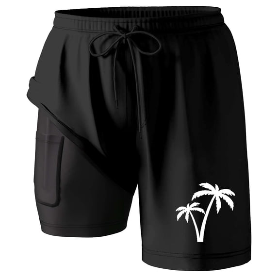 CHENge Plus Size Swim Shorts Men Slim Fit Palm Tree Print Quick Dry Spring Break Swim Trunks with Soft Mesh Lining Upf 50+ Sun Protection Swimwear Bathing Suits